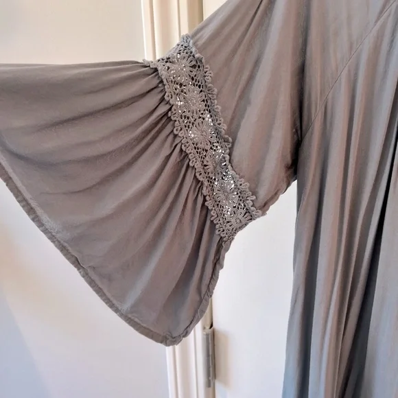 She + Sky Blue gray mini dress cotton crochet size L - Picture 5 of 13